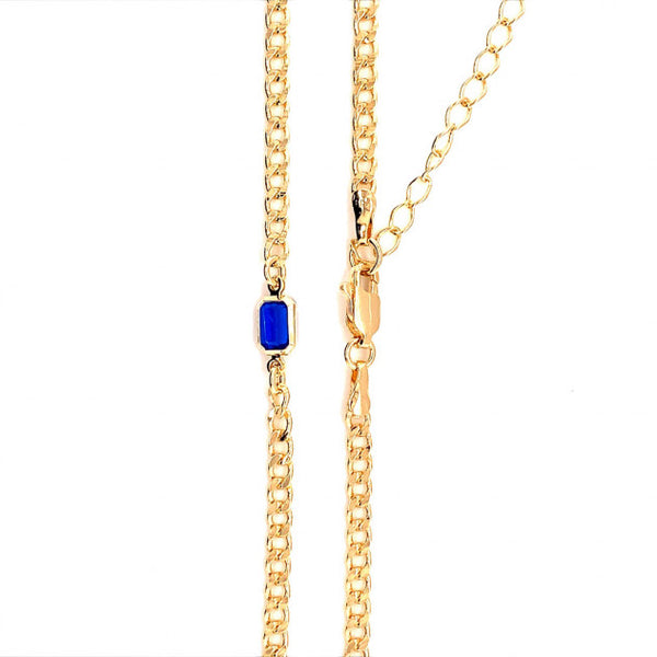 Gold Filled Lapis Cuban Chain Necklace