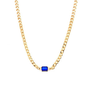Gold Filled Lapis Cuban Chain Necklace
