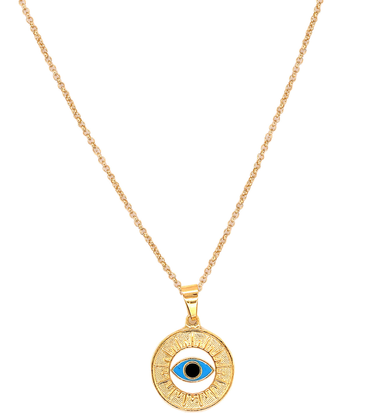 Gold Filled Large Enamel Evil Eye Necklace
