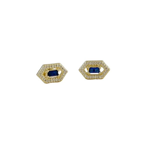 Sapphire Gold Filled Stud Earrings (Stone of Wisdom / September Birthstone)