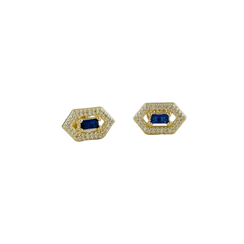 Sapphire Gold Filled Stud Earrings (Stone of Wisdom / September Birthstone)