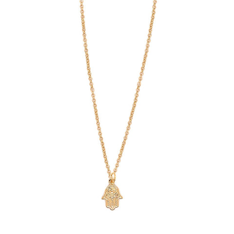 Small Gold Filled Hamsa Hand and Evil Eye Necklace