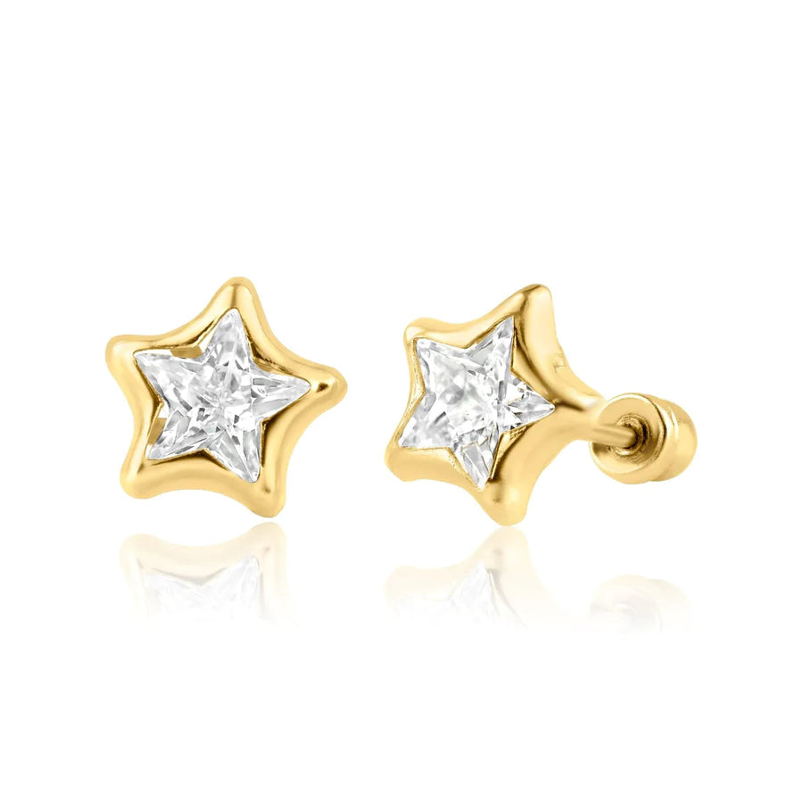 14kt Gold Star Stud Earrings