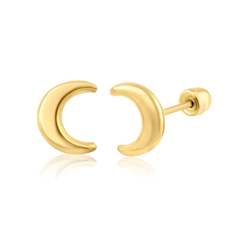 14kt Gold Crescent Moon Stud Earrings