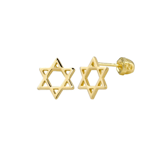 14kt Gold Star of David Cut Out Stud Earrings