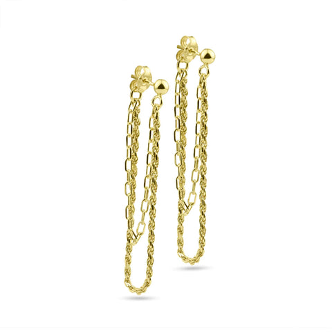 Double Paperclip and Rope Stud Earrings