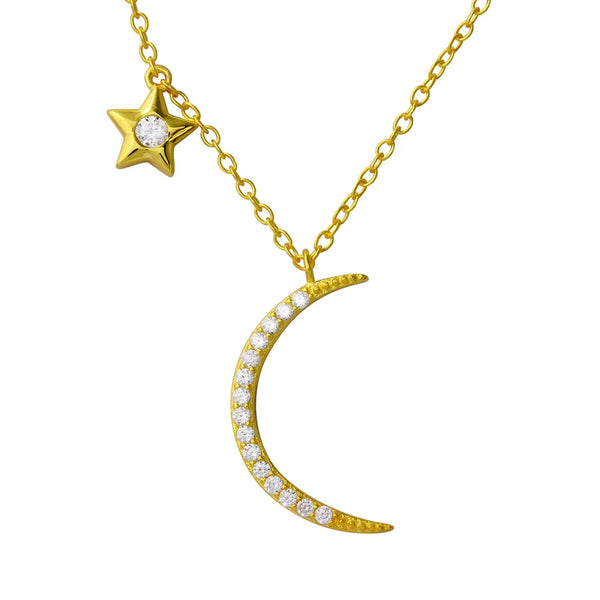 Crescent Moon and Star Necklace