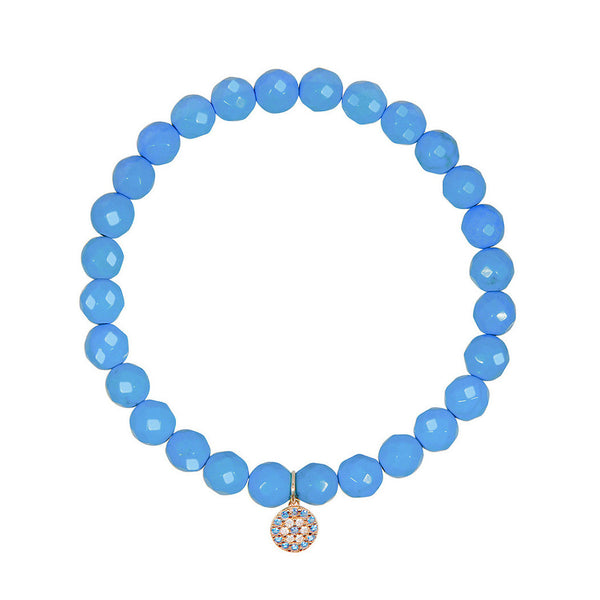Small Blue Evil Eye on 6mm Turquoise Magnesite