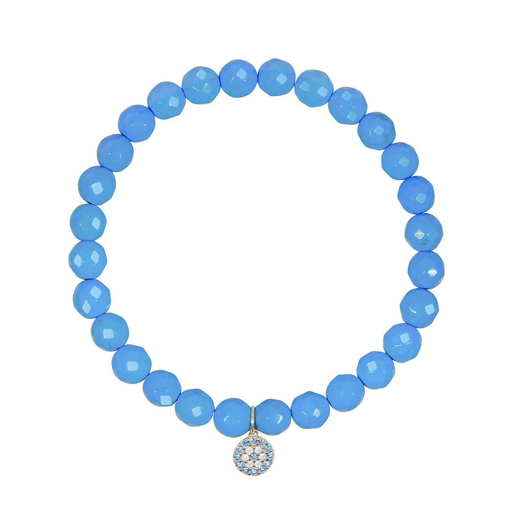 Small Blue Evil Eye on 6mm Turquoise Magnesite