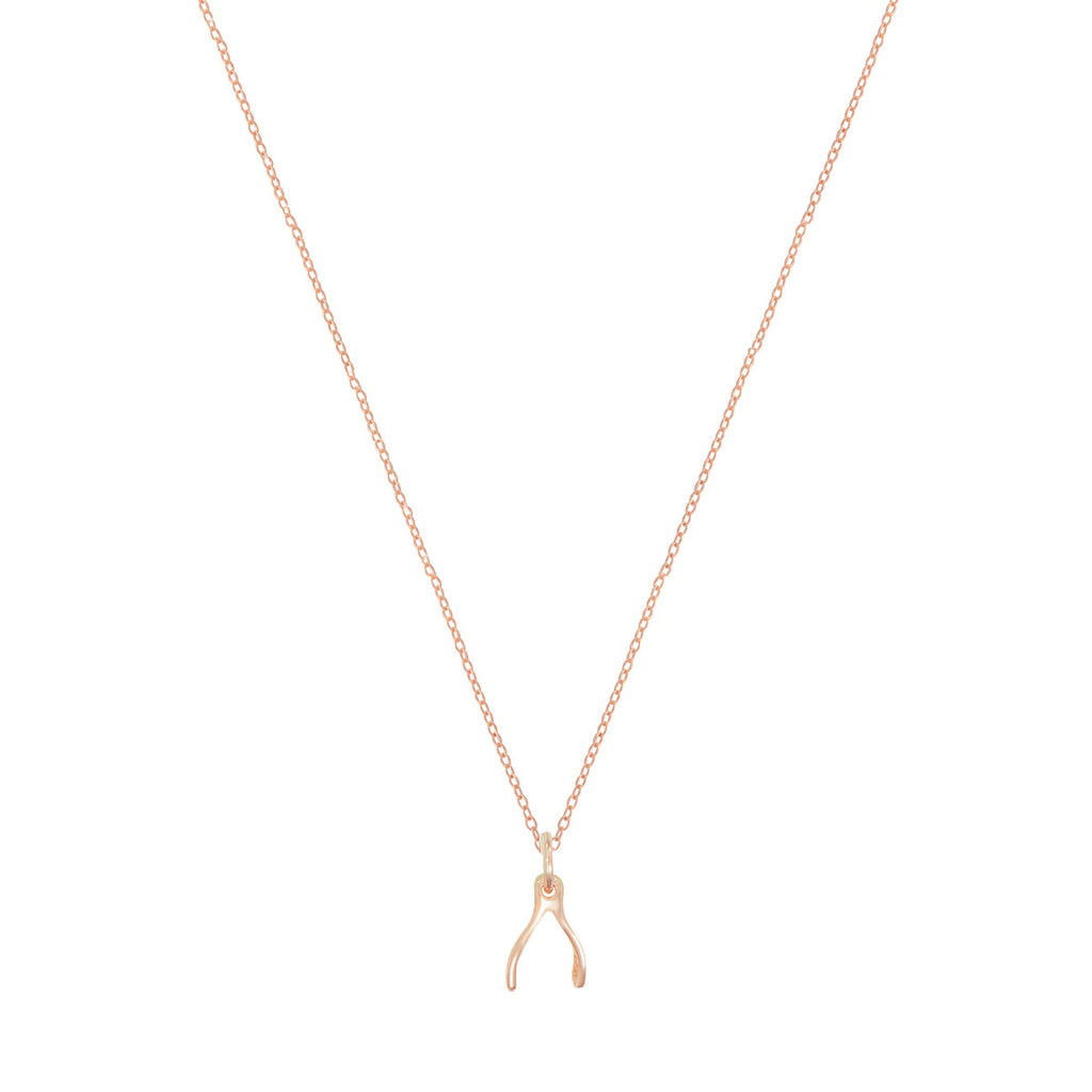 Rose gold wishbone shop necklace