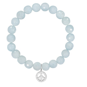 Peace Sign on 8mm Aquamarine