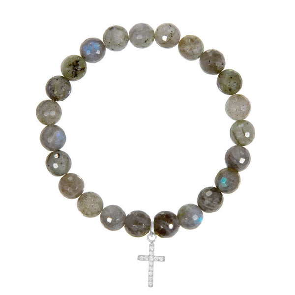 Cross on 8mm Labradorite