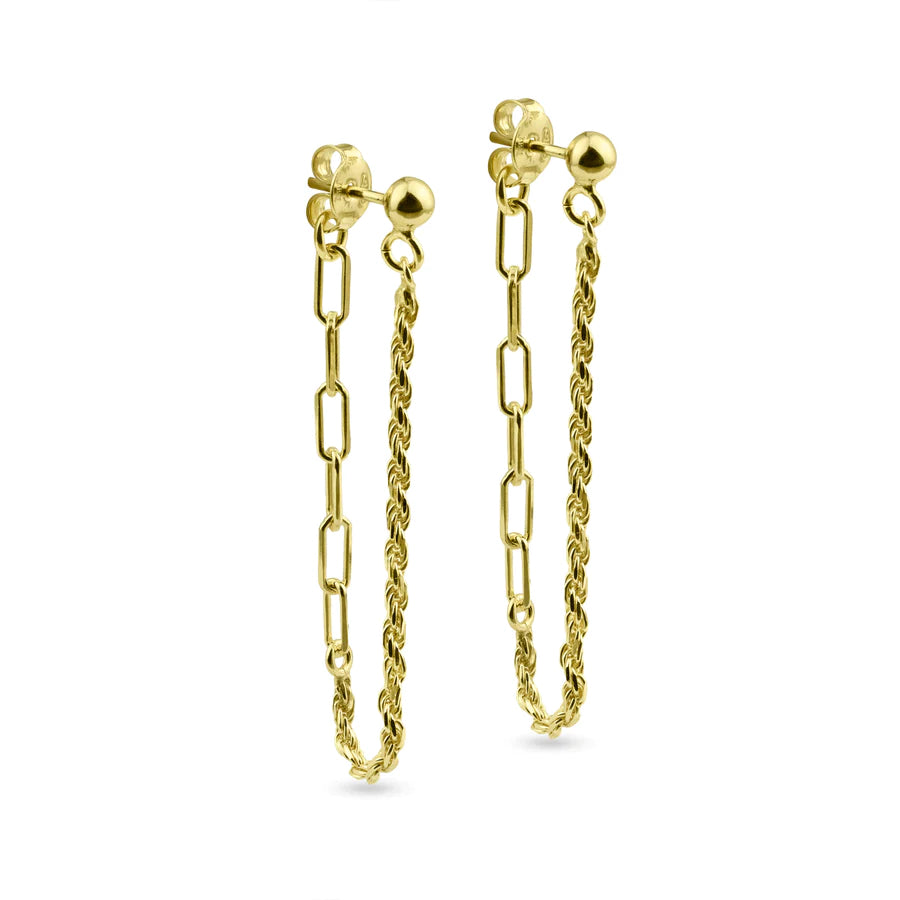 Paperclip and Rope Stud Earrings