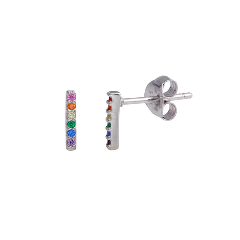 Rainbow Bar Stud Earrings