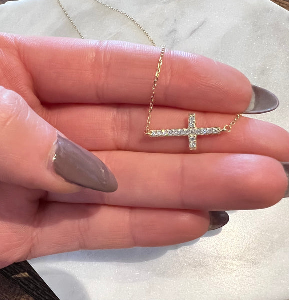 Sideways Cross Necklace