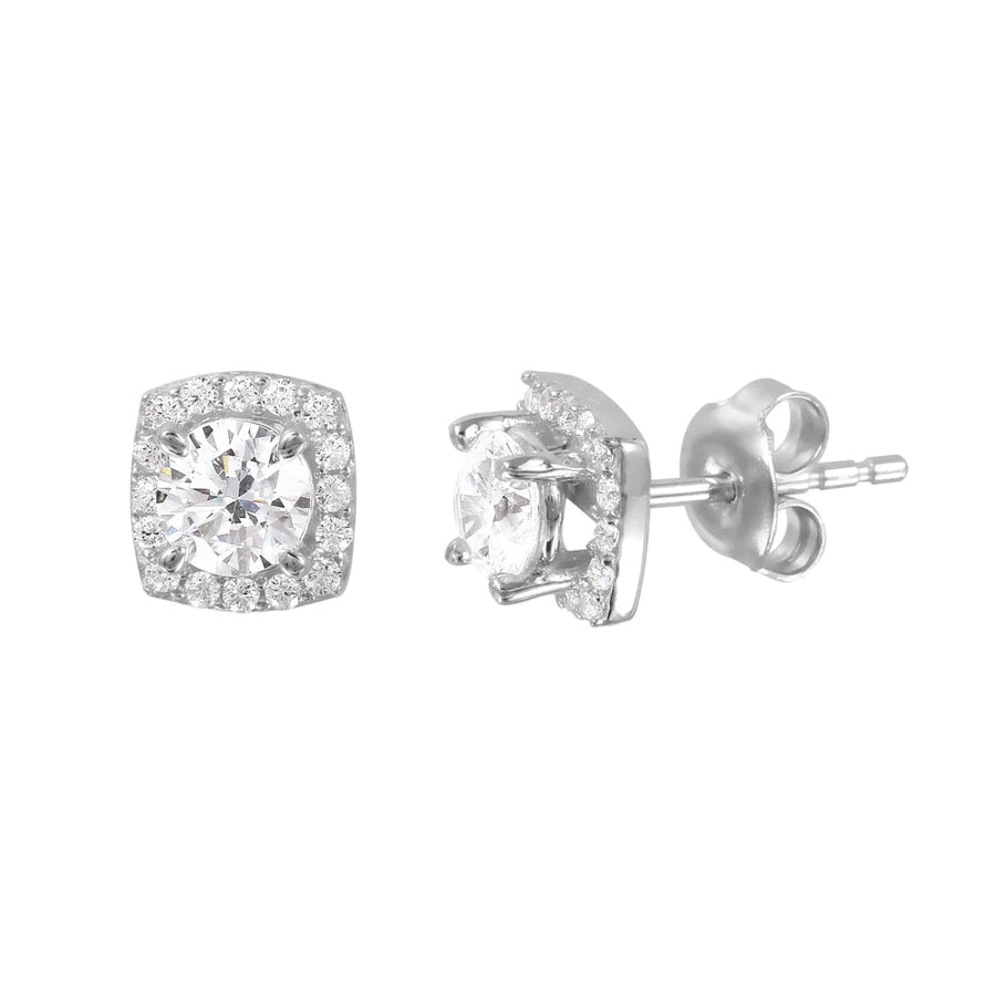 Square Halo Stud Earrings