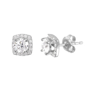Square Halo Stud Earrings