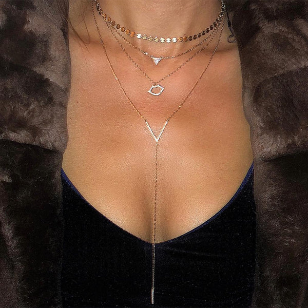 V Lariat Necklace