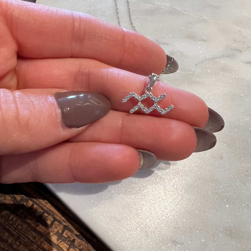 Silver Aquarius Zodiac Circle Charm Classic Necklace – Inspired Silver