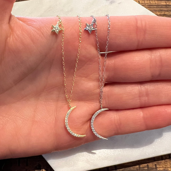 Crescent Moon and Star Necklace
