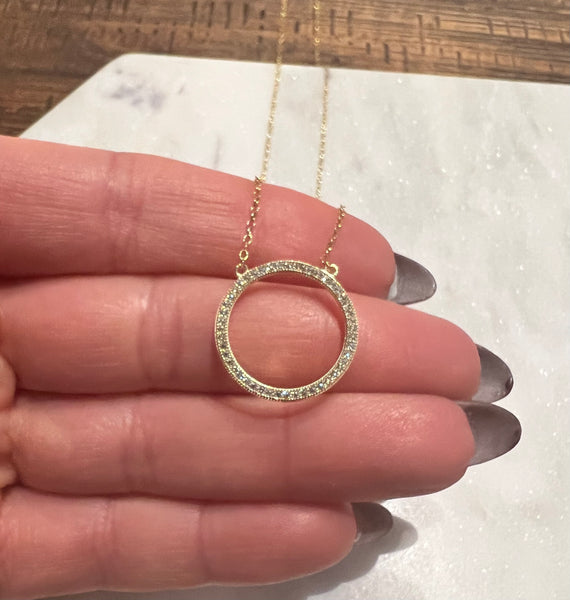 Open Circle Cubic Zirconia Necklace