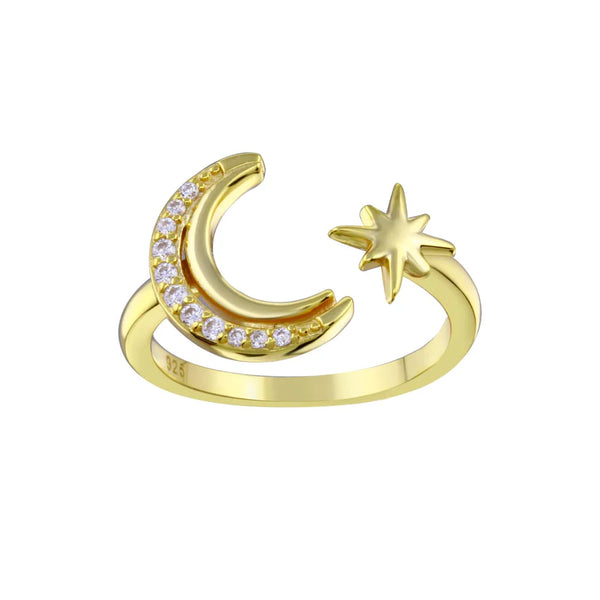 Crescent Moon and Star Ring