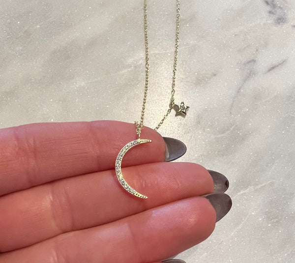 Crescent Moon and Star Necklace