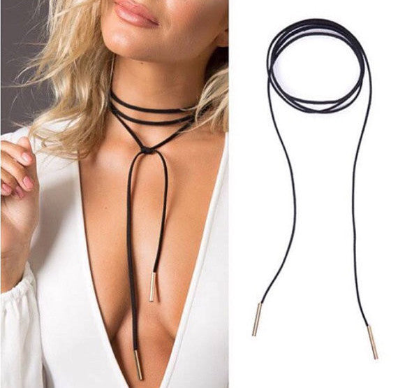 Long Layered and Faux Suede Choker