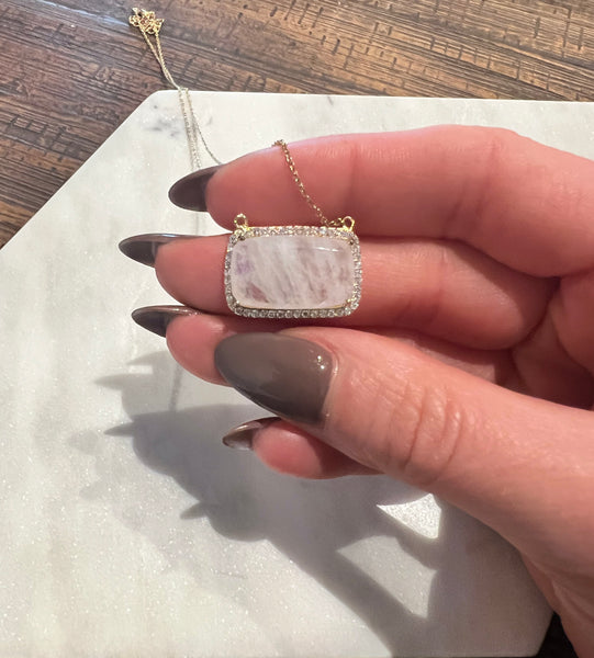 Moonstone Halo Pendant Necklace