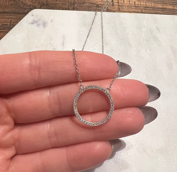 Open Circle Cubic Zirconia Necklace