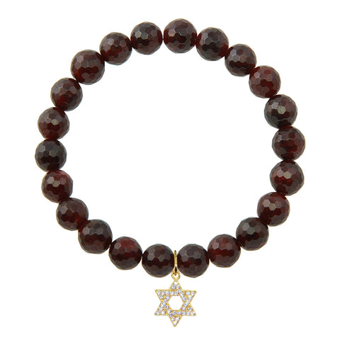 Star of David on 8mm Garnet