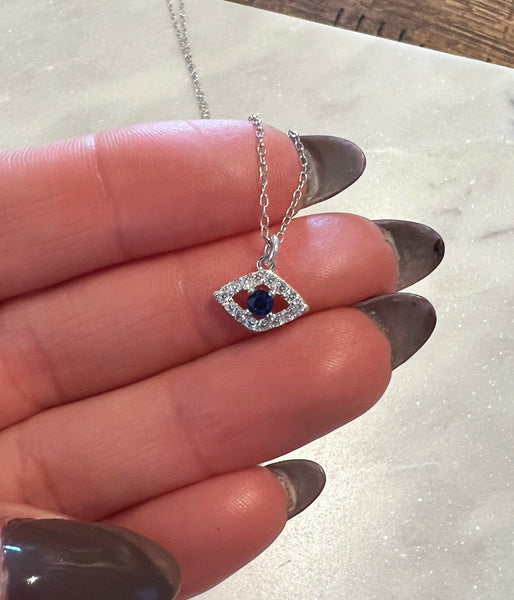 Tiny Blue Evil Eye Necklace