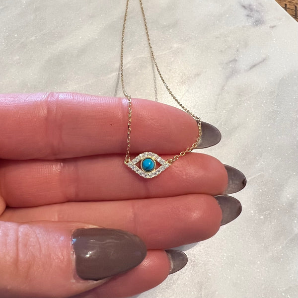 Small Turquoise Evil Eye Necklace